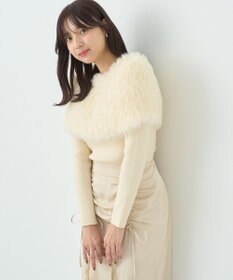 earth music&ecology ＳＥＴ２点ケープ＋リブニットプルオーバー