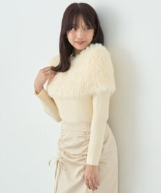 earth music&ecology ＳＥＴ２点ケープ＋リブニットプルオーバー