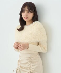 earth music&ecology ＳＥＴ２点ケープ＋リブニットプルオーバー