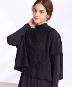 Tiaclasse 【2点セット】ケーブルトップス＆ニットワンピースセット