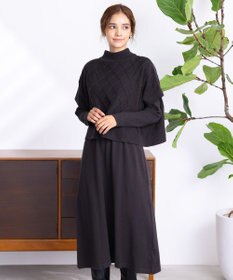 Tiaclasse 【2点セット】ケーブルトップス＆ニットワンピースセット