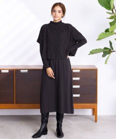 Tiaclasse 【2点セット】ケーブルトップス＆ニットワンピースセット