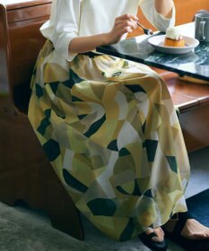 23区 S 【洗える】Pilatプリント ギャザー スカート