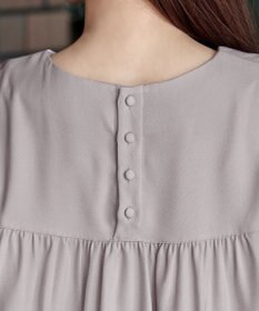 Tiaclasse L 【洗える】フロントタックバックギャザーフレアチュニックブラウス