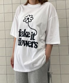 WEGO fake　it　flowersビッグT