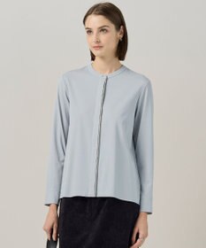 ICB 【洗える】 コンパクトモクロディ バンドカラーカットソー サックスグレー系