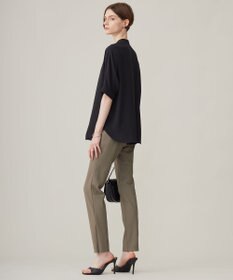 ICB L 【新色追加・接触冷感・UVケア・速乾・洗える】BackSatinAmunzen 5分袖バンドカラーブラウス