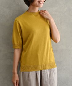 muuc 〈高品質シルク＆スーピマ超長綿〉〈洗えるニット〉半袖ボトルネックプルオーバー