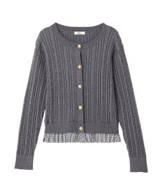 earth music&ecology 【予約】プリーツレイヤーケーブルニットカーディガン