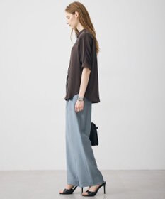 ICB 【新色追加・WEB限定カラーあり】BackSatinAmunzen 5分袖バンドカラーブラウス