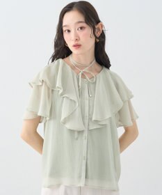 earth music&ecology チョーカー付き楊柳ラッフルブラウス