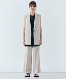 BEIGE， 【洗える】CAROLE / リネンライクノースリーブジレジャケット