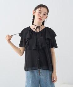 earth music&ecology チョーカー付き楊柳ラッフルブラウス