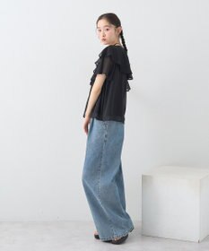 earth music&ecology チョーカー付き楊柳ラッフルブラウス