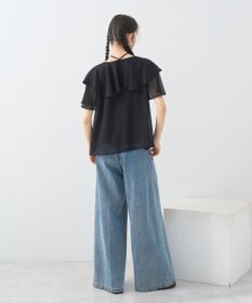 earth music&ecology チョーカー付き楊柳ラッフルブラウス