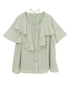 earth music&ecology チョーカー付き楊柳ラッフルブラウス