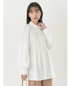 earth music&ecology リボン付き切り替えギャザーシャツチュニック