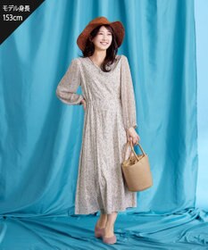 Tiaclasse 【洗える】花柄シフォン袖ワンピース