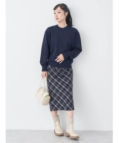 earth music&ecology バックボタンクルーネックニットプルオーバー