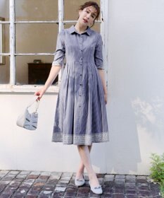 Tiaclasse L 【洗える】レースコンビシャツワンピース