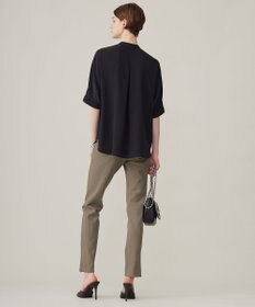 ICB L 【新色追加・接触冷感・UVケア・速乾・洗える】BackSatinAmunzen 5分袖バンドカラーブラウス