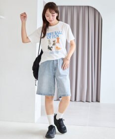 WEGO 【SMサイズ展開】ヴィンテージウォッシュデニムハーフパンツ