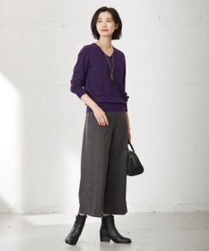 J.PRESS LADIES 【洗える】T/Rアルガンシルク チェック ワイド パンツ