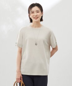 J.PRESS LADIES L 【洗える】COTTON POLYESTER 袖ボタン ニット