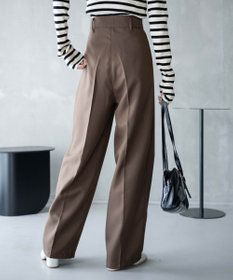 WEGO 【手洗い可】ハイウエストセンタープレスワイドパンツ