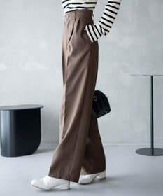 WEGO 【手洗い可】ハイウエストセンタープレスワイドパンツ