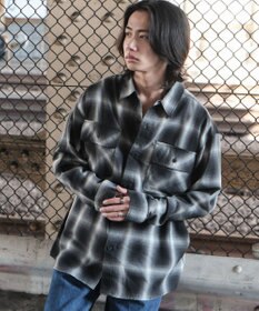 WEGO 【ユニセックス着用ITEM/SMLサイズ展開】オンブレチェックシャツ（LS）