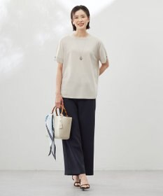 J.PRESS LADIES L 【洗える】COTTON POLYESTER 袖ボタン ニット