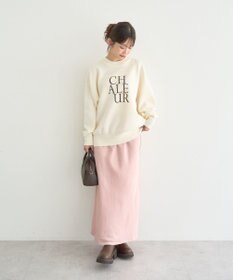 earth music&ecology 【洗濯機洗い可】スウェットライクロゴニットプルオーバー