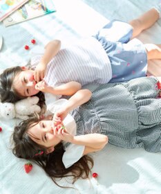 ANY KIDS 袖スカラップ ボーダーTシャツ