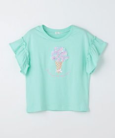 ANY KIDS 【綿100%】ひんやり フリル袖 もしゃもしゃTシャツ