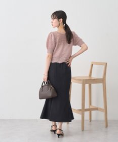 earth music&ecology キャットヤーン透かし編みニットプルオーバー