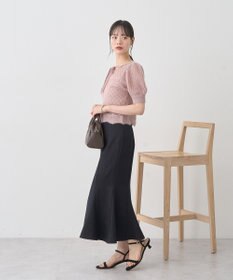 earth music&ecology キャットヤーン透かし編みニットプルオーバー