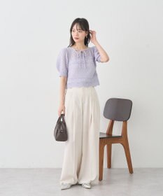 earth music&ecology キャットヤーン透かし編みニットプルオーバー