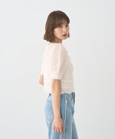 earth music&ecology キャットヤーン透かし編みニットプルオーバー