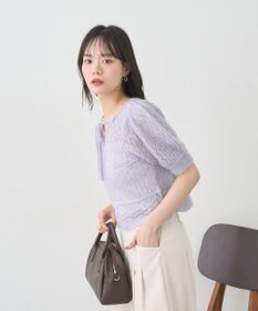 earth music&ecology キャットヤーン透かし編みニットプルオーバー