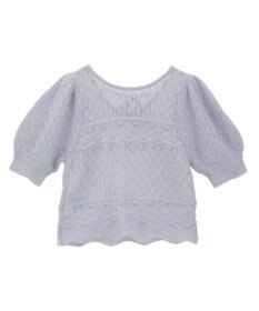 earth music&ecology キャットヤーン透かし編みニットプルオーバー