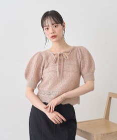 earth music&ecology キャットヤーン透かし編みニットプルオーバー