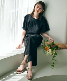 23区 L 【洗える】デニムライクシャンブレー ピンタック ブラウス