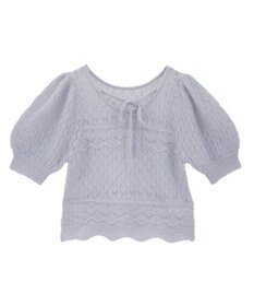 earth music&ecology キャットヤーン透かし編みニットプルオーバー