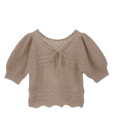 earth music&ecology キャットヤーン透かし編みニットプルオーバー