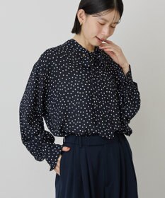 AMERICAN HOLIC 【イージーケア】ドット柄ボウタイブラウス
