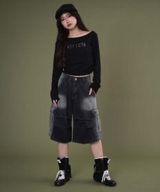 WEGO フラップポケットニータックカーゴハーフパンツ