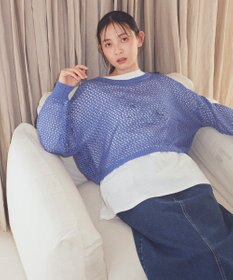 earth music&ecology スパンコールメッシュニットプルオーバー