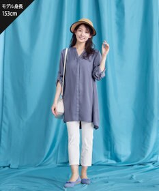 Tiaclasse L 【洗える】ヴィンテージサテンチュニックブラウス