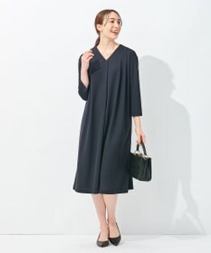 自由区 【洗える】アムンゼンジャージー Vネックワンピース